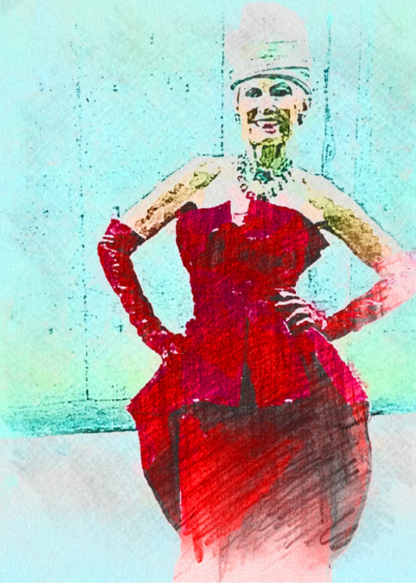 Red Dressed Woman Greeting Card